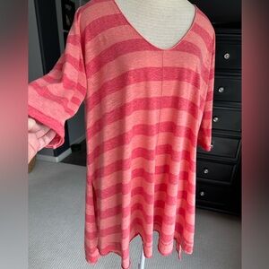We The Free coral and pink striped tunic, size large